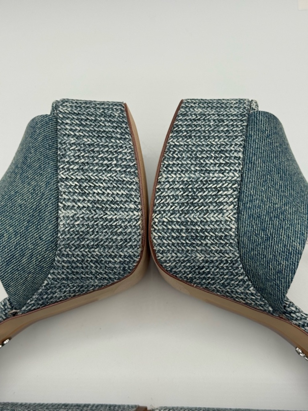 Sam Edelman Kori Blue Denim Platform Chunky Block Heel Ankle Strap Sandals SZ 9 - Picture 4 of 17
